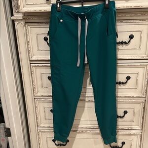 Figs Teal Joggers with White Drawstring